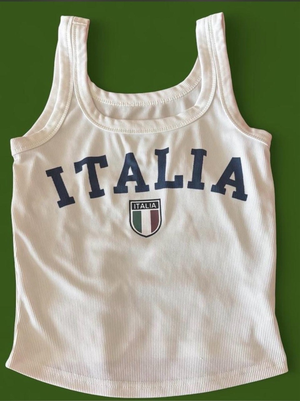 Italia White Girls' Rib Tank Top